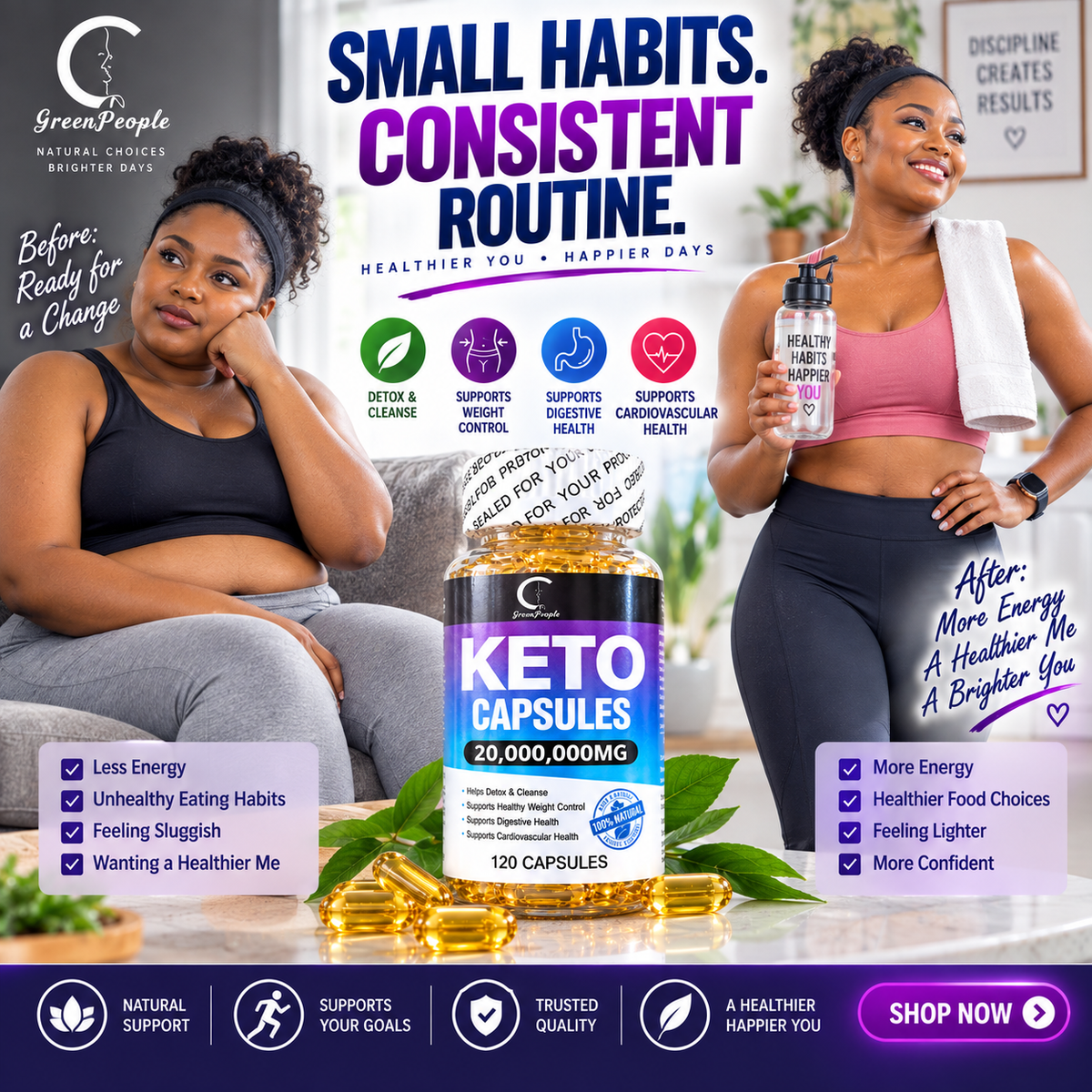KETO Capsules - Ketone Capsules for Ketosis Support, Sustained Energy, Focus & Metabolism for Women & Men - 120 Capsules (60 days Use)