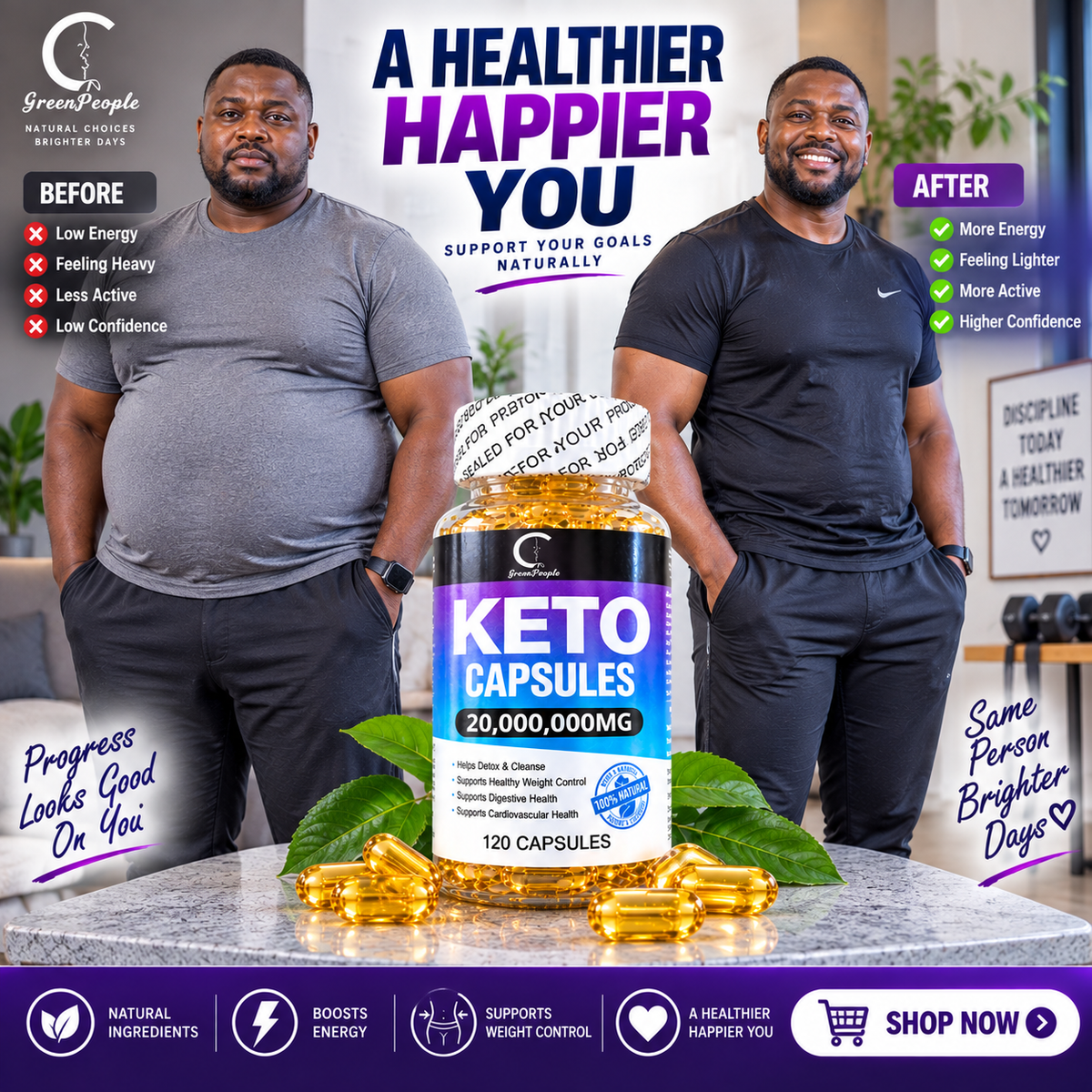 KETO Capsules - Ketone Capsules for Ketosis Support, Sustained Energy, Focus & Metabolism for Women & Men - 120 Capsules (60 days Use)