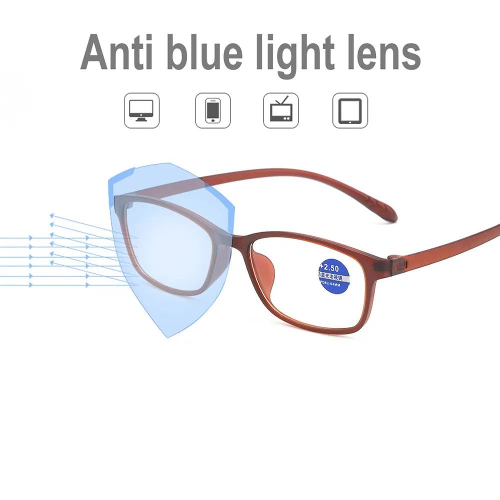 High Tech Anti Blue Light Reading Glasses | Advanced 99% Blue Light Blocking Computer Glasses - Anti Eyestrain & UV Glare Protection