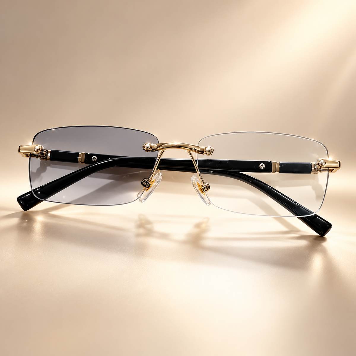 Premium Rimless Photochromic Glasses – With Anti-Blue Light & UV400 Protection