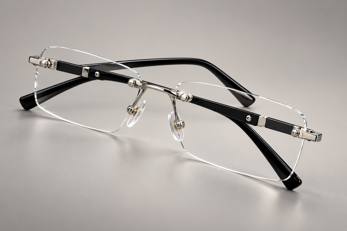 Premium Rimless Photochromic Glasses – With Anti-Blue Light & UV400 Protection