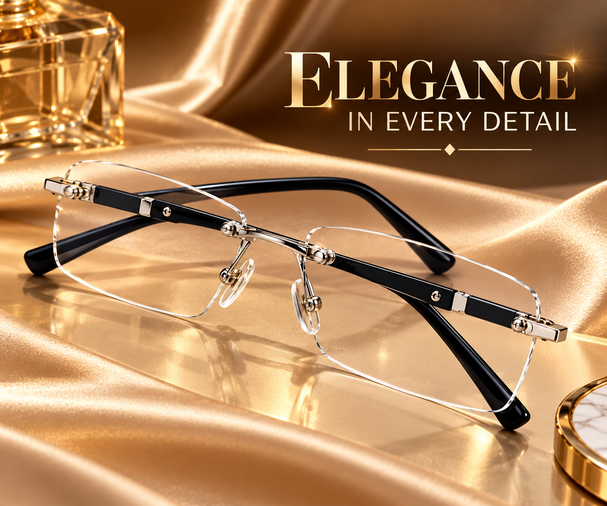 Premium Rimless Photochromic Glasses – With Anti-Blue Light & UV400 Protection