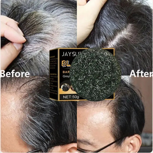 White Hair Darkening Shampoo Soap - Restore Grey Beard & Hair Naturally ( BUY 1 GET 1 FREE )