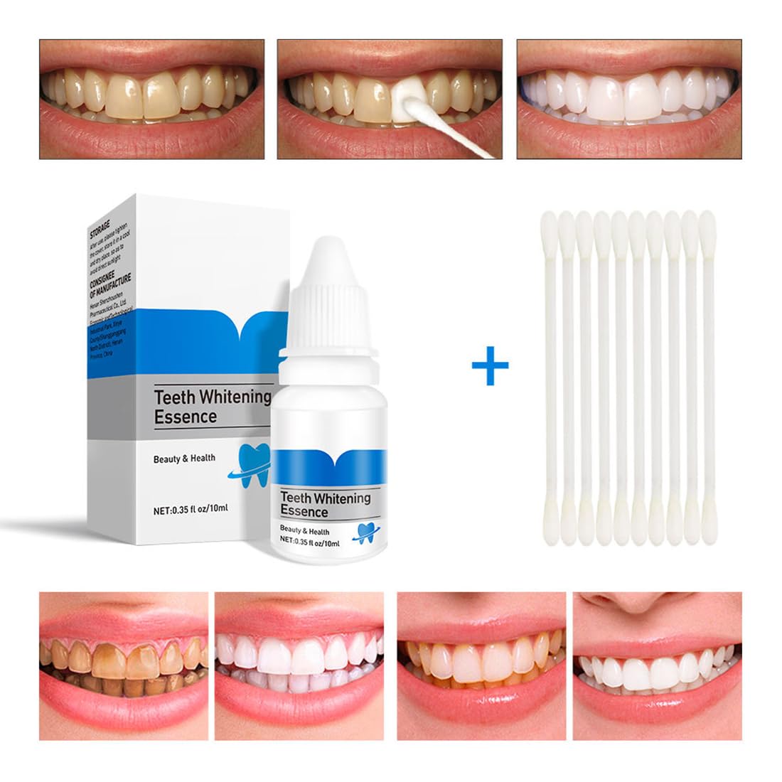 Teeth Whitening Essence – Natural Stain Remover for Yellow Teeth, Fresh Breath & Oral Care – Removes Coffee, Tea, Tobacco Stains – 10ml