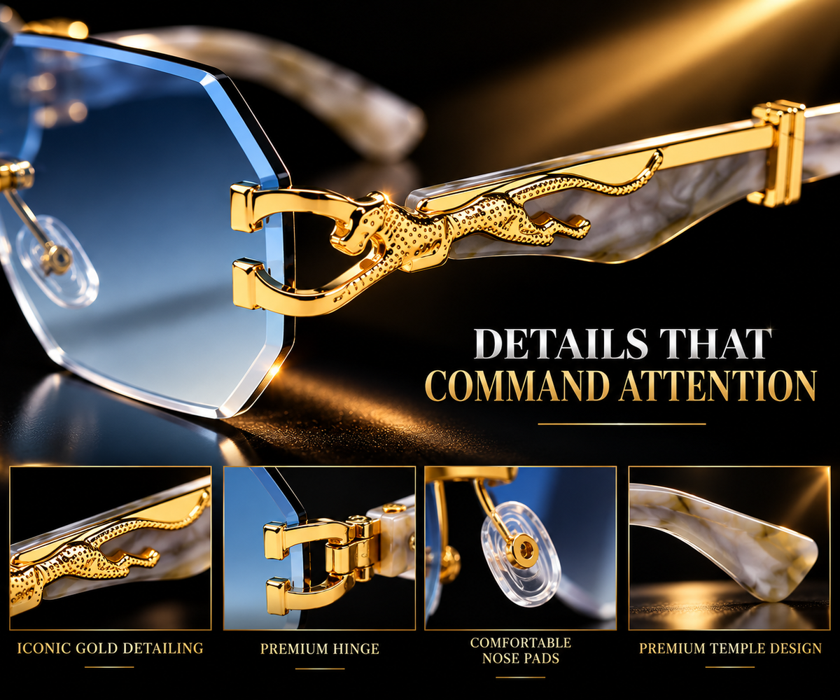 Italian Luxe Diamond-Cut Rimless Sunglasses - With UV400 protection, Polarized lenses & Anti-Blue light protection