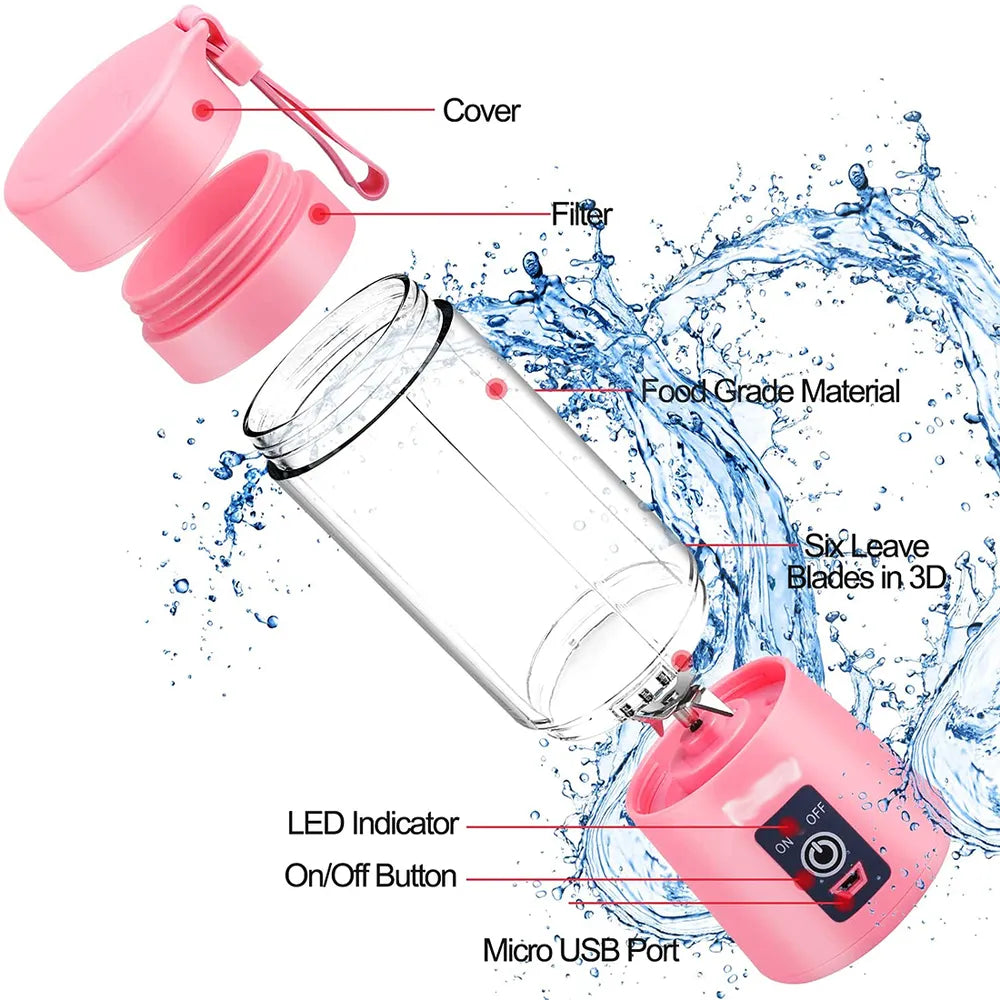 Portable & Rechargeable Battery Juice Blender With 2000mAh Battery Capacity, 380 mL