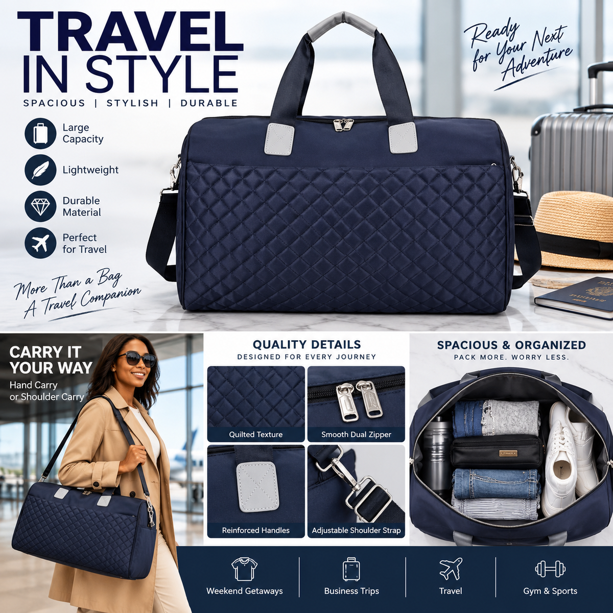 PREMIUM Travel Bag – Stylish, Spacious & Versatile