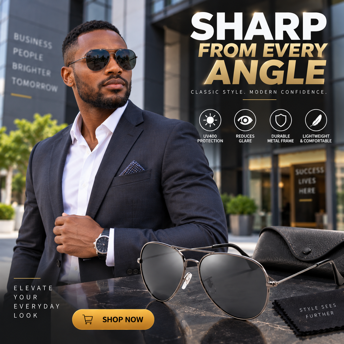 Unisex Polarized Aviator Sunglasses With UV Protection