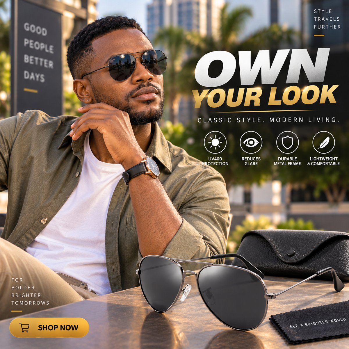 Unisex Polarized Aviator Sunglasses With UV Protection