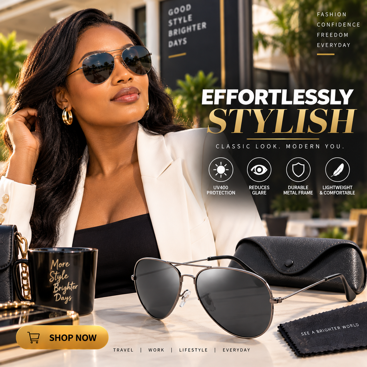Unisex Polarized Aviator Sunglasses With UV Protection