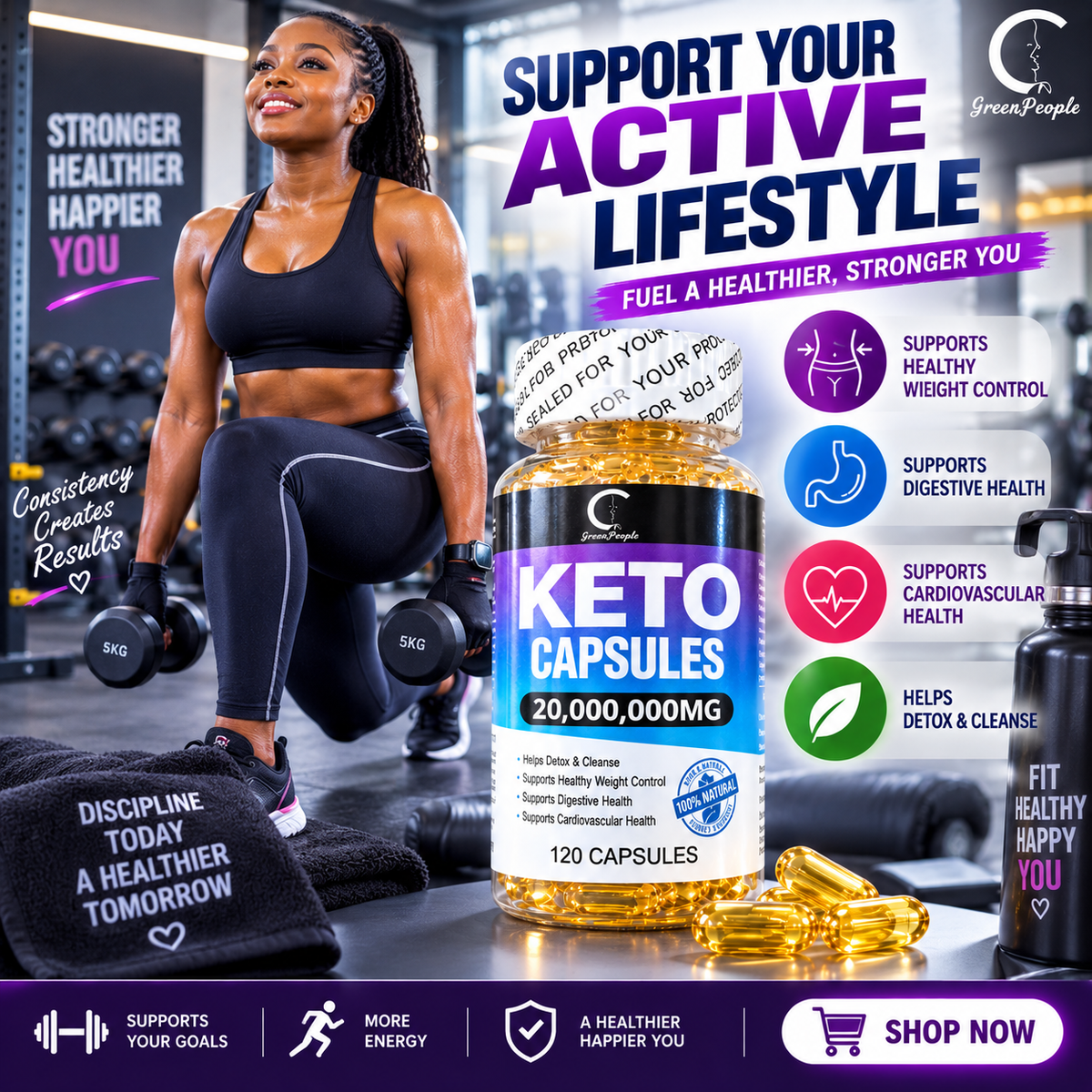 KETO Capsules - Ketone Capsules for Ketosis Support, Sustained Energy, Focus & Metabolism for Women & Men - 120 Capsules (60 days Use)