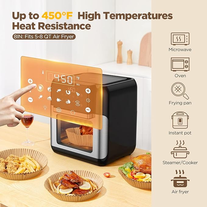 Air Fryer Disposable Paper Liners - 50 Pcs