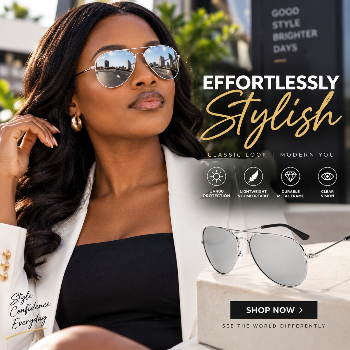 Unisex Polarized Aviator Sunglasses With UV Protection
