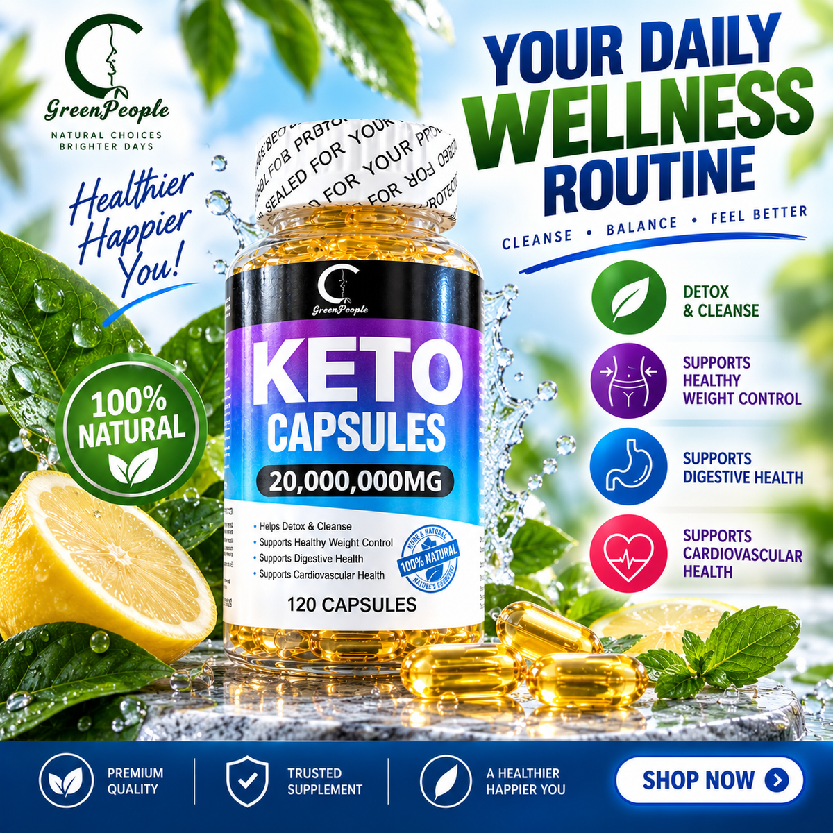 KETO Capsules - Ketone Capsules for Ketosis Support, Sustained Energy, Focus & Metabolism for Women & Men - 120 Capsules (60 days Use)