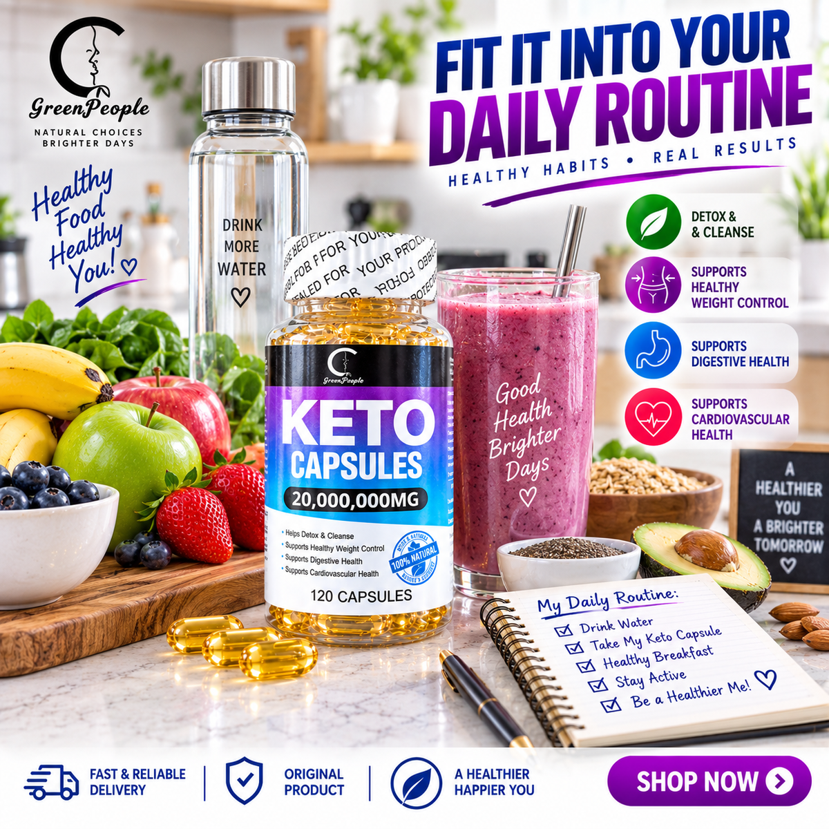 KETO Capsules - Ketone Capsules for Ketosis Support, Sustained Energy, Focus & Metabolism for Women & Men - 120 Capsules (60 days Use)