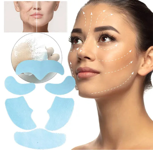 Soluble Collagen Masks & Mist Set - A set of 4 Masks for Forehead, Eye or Smileline, Cheek & Neck + A 20ml Collagen spray Bottle
