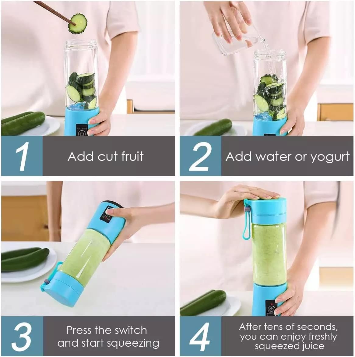 Portable & Rechargeable Battery Juice Blender With 2000mAh Battery Capacity, 380 mL